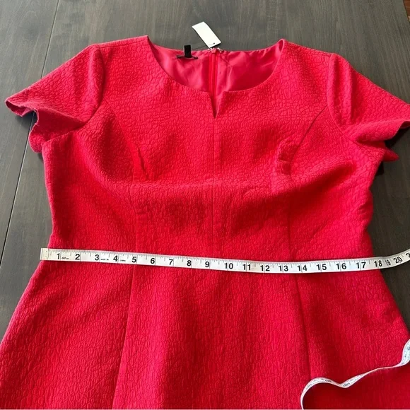 NWT Talbots Red Textured Fitted Cocktail Midi Dress 16 - Picture 9 of 11